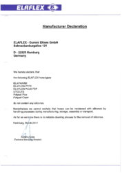 Manufacturer DeclarationSilicone-Free Hose Types