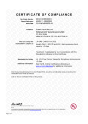 UL Certificate for GasGuard nozzles: GG11, GG11R and LG11 back-check valves