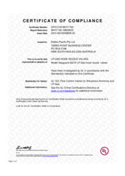 UL Certificate for GasGuard nozzles: GG10