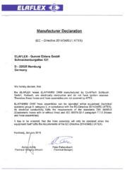 Manufacturer Declaration (ATEX) forELAPHARM-OHM hoses