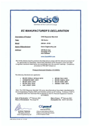 Manufacturer Declaration for CNG Dispenser Manifold DM104