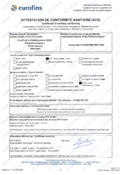 ACS (Attestation de Conformité Sanitaire): Approval ERV-R for Use with Drinking Water