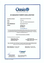 Manufacturer Declaration for CNG Tank Head Valve TH104